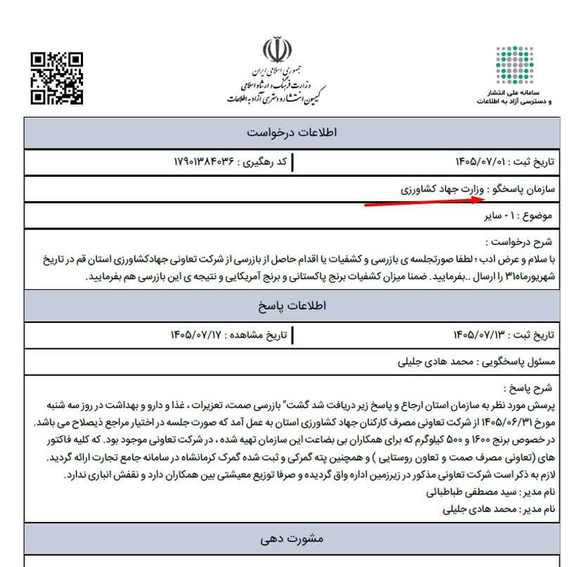 ابعاد تازهای از ماجرای برنجهای تعاونی جهاد کشاورزی قم!