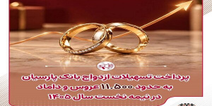 پرداخت تسهیلات ازدواج بانک پارسیان به حدود ۱۱ هزار و ۵۰۰ زوج پرداخت تسهیلات ازدواج بانک پارسیان به حدود ۱۱ هزار و ۵۰۰ زوج
